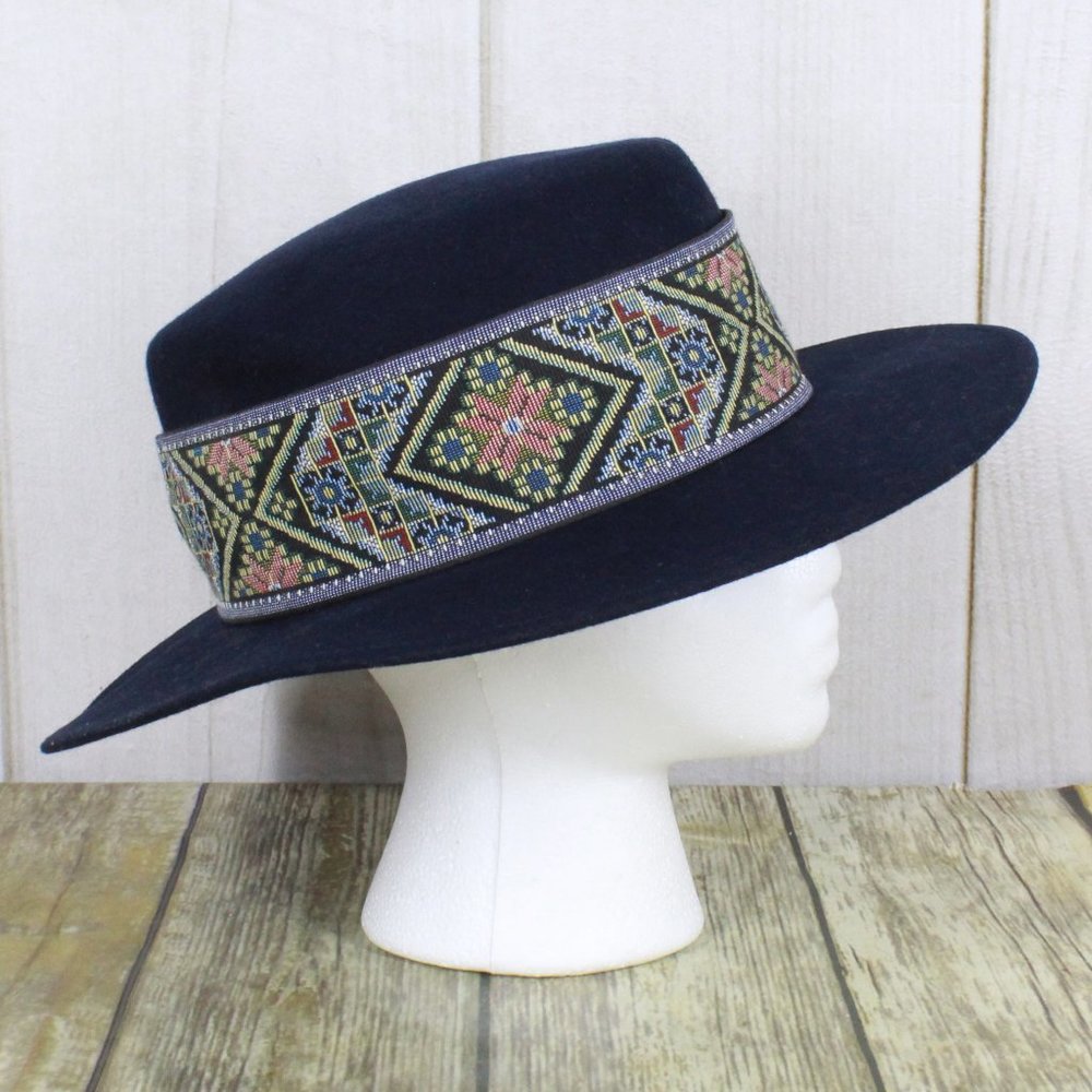 Fedoria by BOLLMAN Blue 100% Wool Felt Fedora Hat - Picture 3 of 10